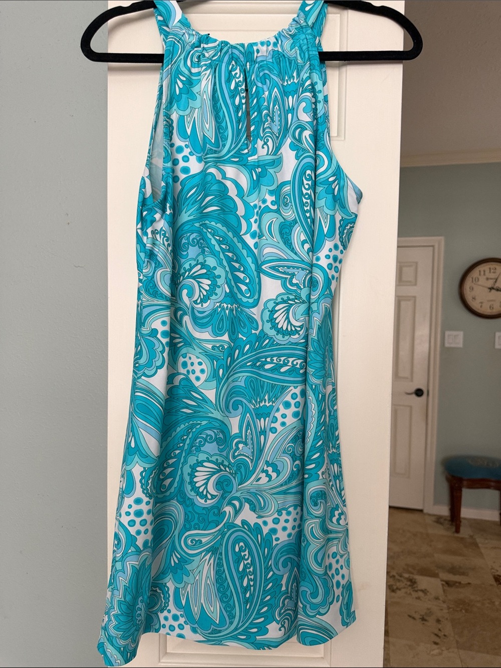 Jude Connally Turquoise and White Paisley Mini Dress